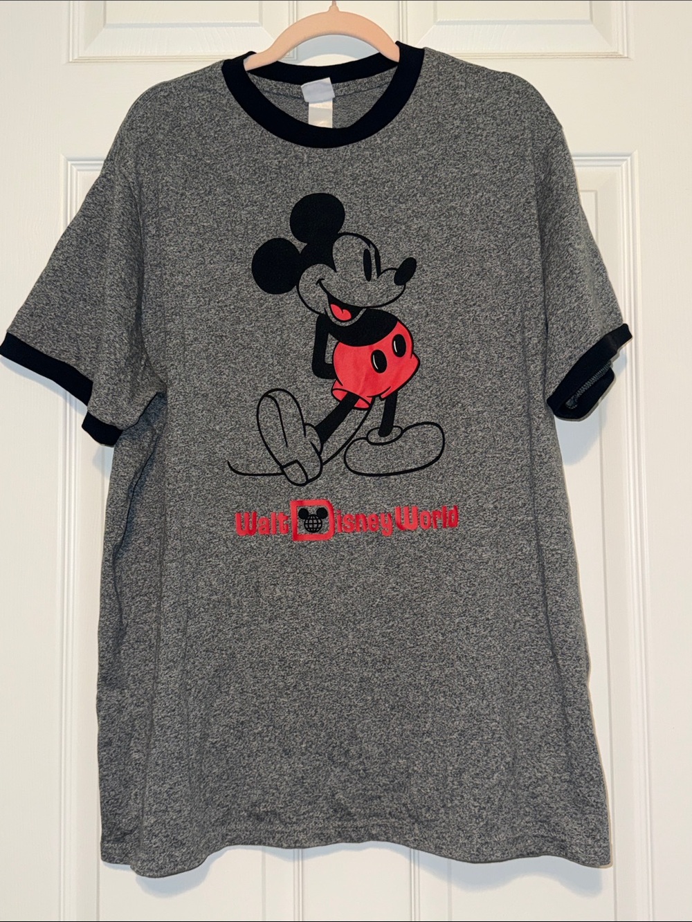 Disney Grey Ringer Tee with Black & Red Mickey Graphic